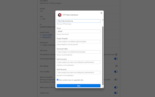 YTPTube Extension  from Chrome web store to be run with OffiDocs Chromium online
