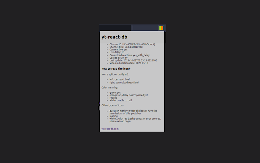 yt react db  from Chrome web store to be run with OffiDocs Chromium online