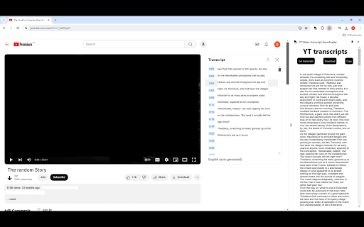 YT Video transcript downloader  from Chrome web store to be run with OffiDocs Chromium online