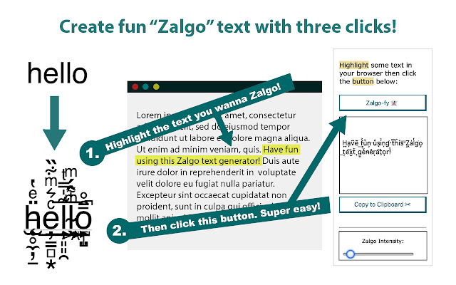 Zalgo Chrome  from Chrome web store to be run with OffiDocs Chromium online