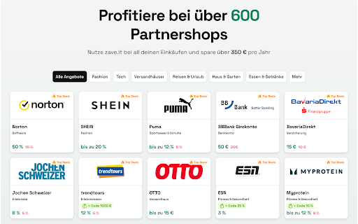 zave.it Cashback  Rabatte  from Chrome web store to be run with OffiDocs Chromium online