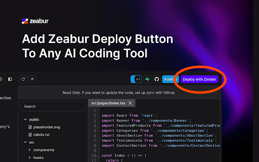 Zeabur  from Chrome web store to be run with OffiDocs Chromium online