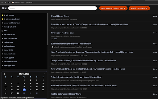 zeal  from Chrome web store to be run with OffiDocs Chromium online