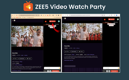 ZEE5 video watch party  from Chrome web store to be run with OffiDocs Chromium online