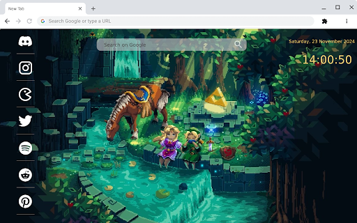 Zelda Waterfall Stream: Enchanting Pixel Art Live Wallpaper for Chrome  from Chrome web store to be run with OffiDocs Chromium online