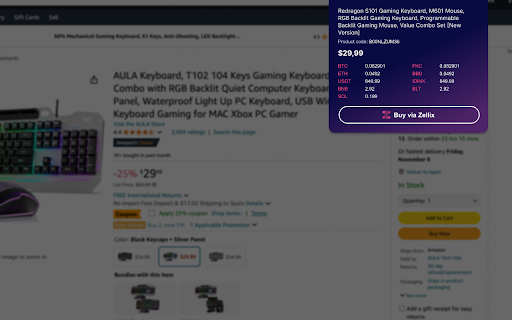 Zellix Buy on amazon with crypto  from Chrome web store to be run with OffiDocs Chromium online