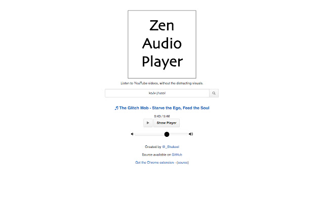 Zen Audio Player redirector  from Chrome web store to be run with OffiDocs Chromium online