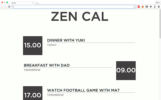ZenCalendar New Tab  from Chrome web store to be run with OffiDocs Chromium online
