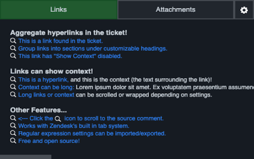 Zendesk Link Collector  from Chrome web store to be run with OffiDocs Chromium online