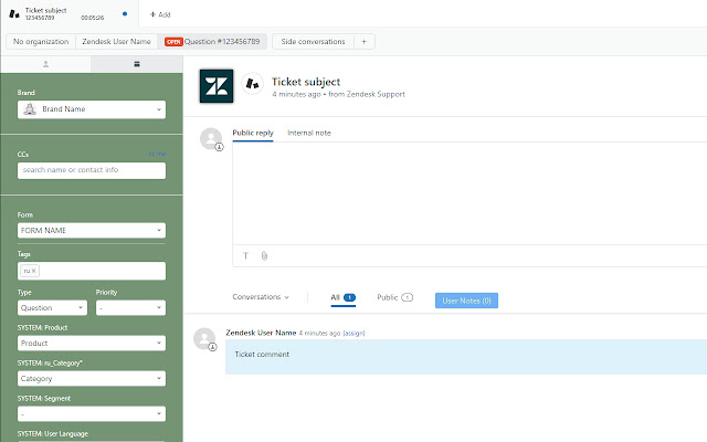 Zendesk UI modifier  from Chrome web store to be run with OffiDocs Chromium online