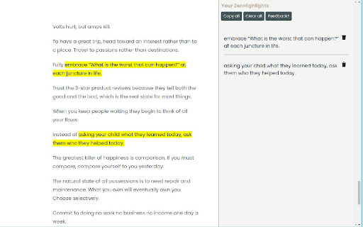 Zen Highlight  from Chrome web store to be run with OffiDocs Chromium online