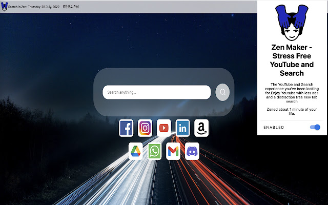 Zen Maker Stress Free YouTube and Search  from Chrome web store to be run with OffiDocs Chromium online