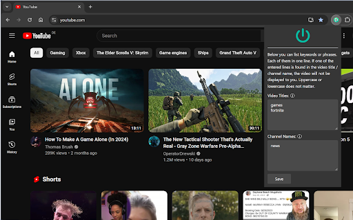 ZenModeTube  from Chrome web store to be run with OffiDocs Chromium online