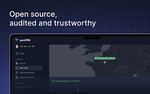 zenVPN — VPN proxy for privacy and security  from Chrome web store to be run with OffiDocs Chromium online
