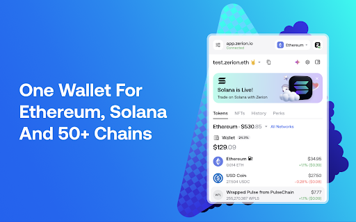 Zerion Wallet: Crypto  DeFi  from Chrome web store to be run with OffiDocs Chromium online