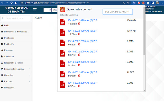 Zip e partes convert  from Chrome web store to be run with OffiDocs Chromium online