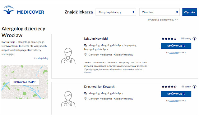 ZnanyMedico Medicover + ZnanyLekarz  from Chrome web store to be run with OffiDocs Chromium online
