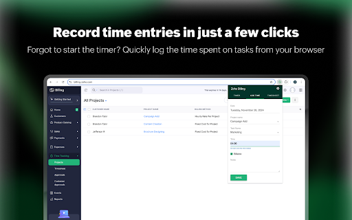 Zoho Billing Timer  from Chrome web store to be run with OffiDocs Chromium online
