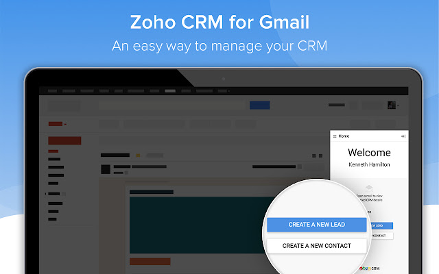 Zoho CRM for Gmail  from Chrome web store to be run with OffiDocs Chromium online