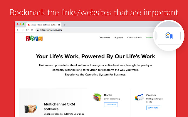 Zoho Mail Bookmarks  from Chrome web store to be run with OffiDocs Chromium online