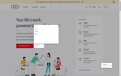 Zoho RPA  from Chrome web store to be run with OffiDocs Chromium online