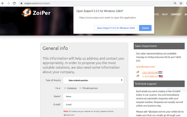 Zoiper Click2Dial  from Chrome web store to be run with OffiDocs Chromium online