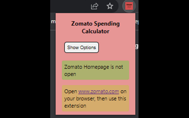 zomato spendings  from Chrome web store to be run with OffiDocs Chromium online