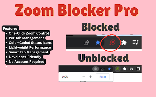 Zoom Blocker Pro Website Zoom Controller  from Chrome web store to be run with OffiDocs Chromium online
