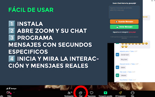 Zoom Chat Game by @soyeljef  from Chrome web store to be run with OffiDocs Chromium online