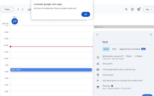 Zoom Link Checker  from Chrome web store to be run with OffiDocs Chromium online