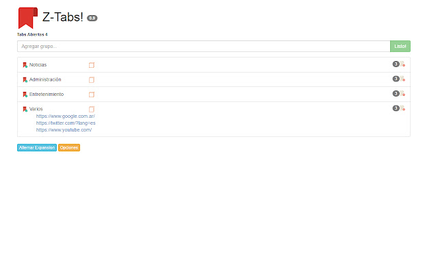 Z Tabs!  from Chrome web store to be run with OffiDocs Chromium online