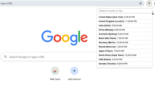Z World Clock  from Chrome web store to be run with OffiDocs Chromium online