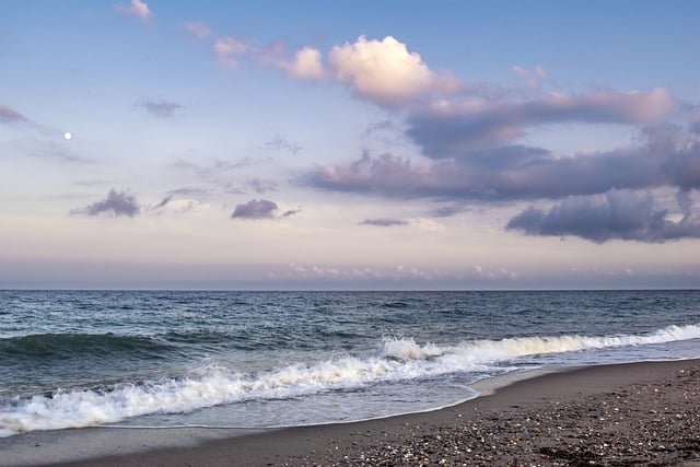 Free download sea beach sunset clouds moon free picture to be edited with GIMP free online image editor
