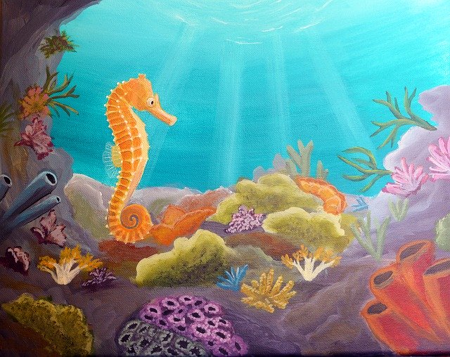 Free download Seahorse Acrylic -  free illustration to be edited with GIMP free online image editor