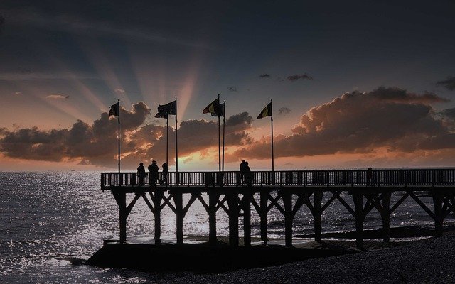 Free download sea jetty sunset ocean le havre free picture to be edited with GIMP free online image editor