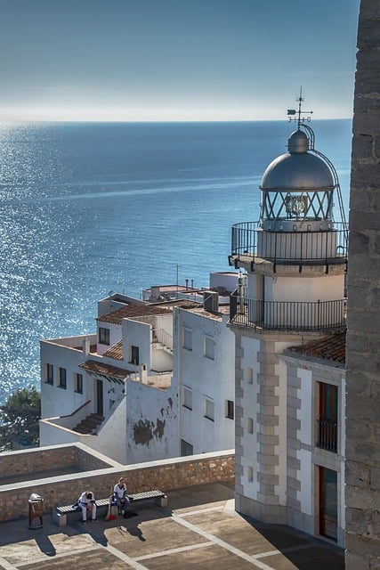 Free download sea lighthouse people peniscola free picture to be edited with GIMP free online image editor