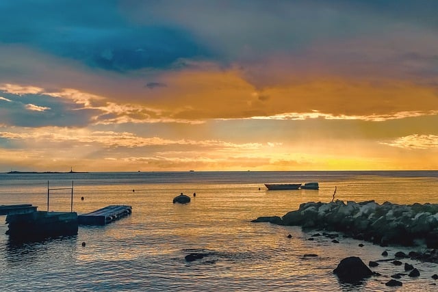 Free download sea sunset boat sky water clouds free picture to be edited with GIMP free online image editor