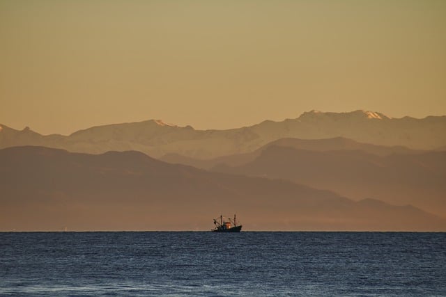 Free download sea sunset gold sky mountains fog free picture to be edited with GIMP free online image editor