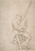 Free download Seated Man, Precariously Balanced, Playing Bagpipes free photo or picture to be edited with GIMP online image editor