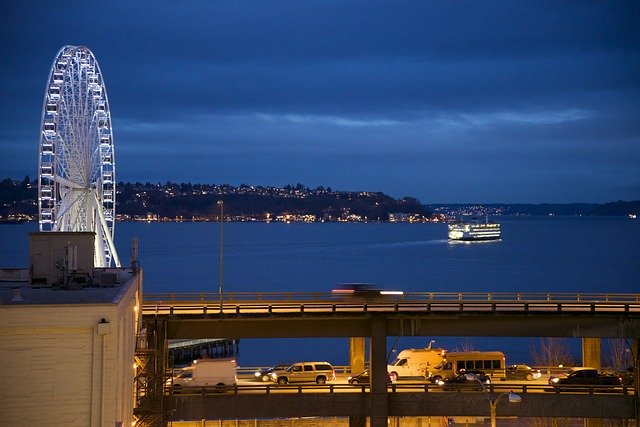 Free download Seattle Nighttime Waterfront -  free photo or picture to be edited with GIMP online image editor