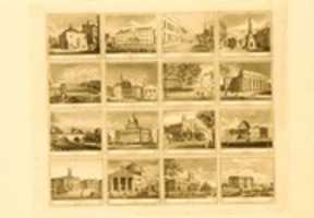 Free download Sheet of Fabric Labels with Sixteen Views of Buildings in Boston, New York, Philadelphia, Baltimore, Providence and Washington free photo or picture to be edited with GIMP online image editor