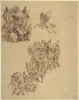 Free download Sheet of Studies:  A Marriage Procession in Sixteenth Century Dress; a Cavalier; and a Trophy of Arms free photo or picture to be edited with GIMP online image editor