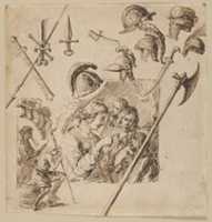Free download Sheet with Two Figural Compositions and Studies of Helmets and Arms free photo or picture to be edited with GIMP online image editor