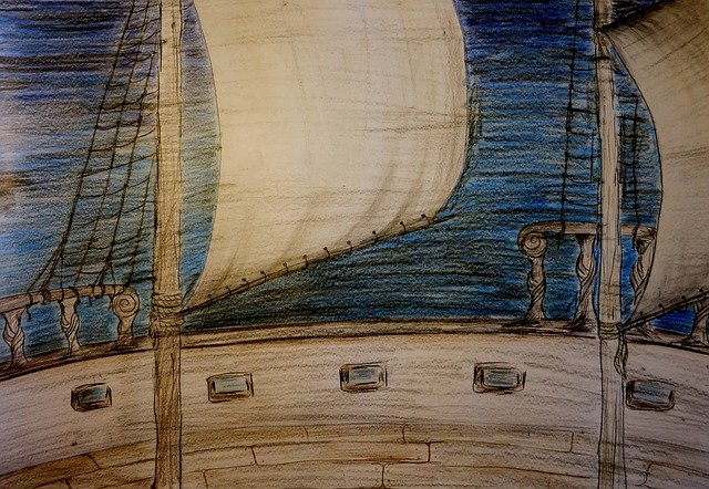 Free download Ship Deck Night -  free illustration to be edited with GIMP free online image editor