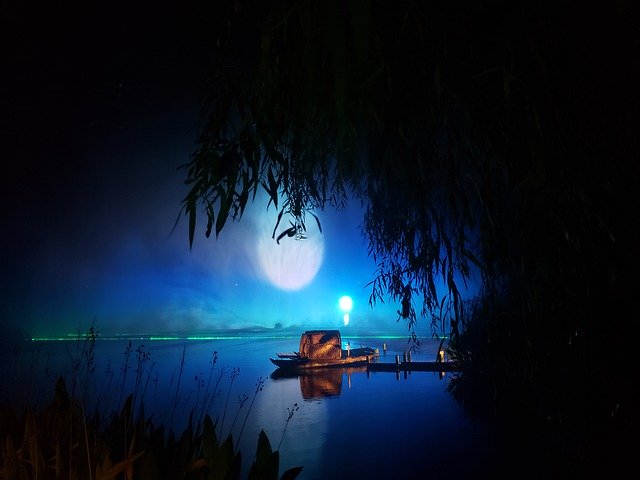 Free download Ship Moon Lake -  free free photo or picture to be edited with GIMP online image editor