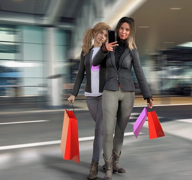 Free download Shopping Girlfriends Mobile Phone -  free illustration to be edited with GIMP free online image editor
