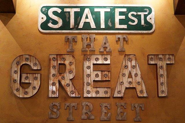 Gratis download Sign State Street - gratis foto of afbeelding om te bewerken met GIMP online afbeeldingseditor