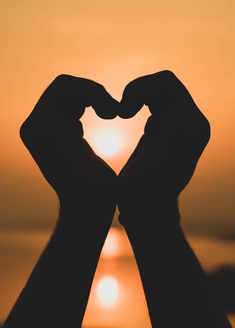 Free download silhouette hands heart sunset free picture to be edited with GIMP free online image editor
