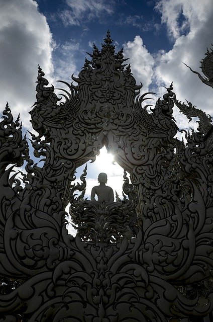 Free download Silhouette Thailand Thai Wat Rong -  free photo or picture to be edited with GIMP online image editor