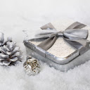 Silver Gift Box with a Silver Christmas Pinecone  screen for extension Chrome web store in OffiDocs Chromium